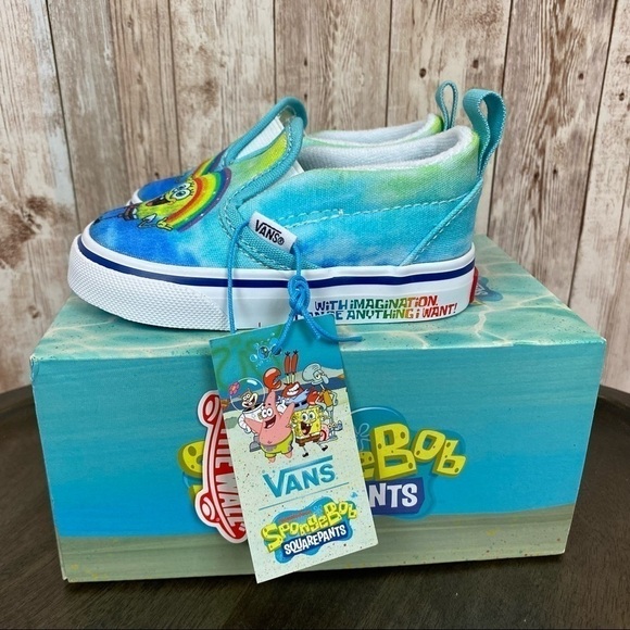 Vans x SpongeBob Slip On V Imaginaaation Sneakers Size 4 Toddler - Picture 7 of 14